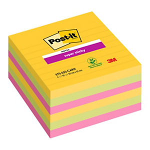 Post-it® Super Sticky Foglietti riposizionabili a righe, 101 x 101 mm, Blocchetti da 90 fogli, Colori Carnival (confezione 6 pezzi) Post-it® Super Sticky Foglietti riposizionabili a righe, 101 x 101 mm, Blocchetti da 90 fogli, Colori Carnival (confezione 6 pezzi)