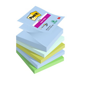 Post-it® Super Sticky Foglietti riposizionabili Z-Notes, 76 x 76 mm, Blocchetti da 90 fogli, Colore Oasis (confezione 5 pezzi)