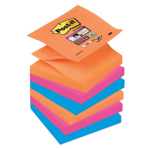 Post-it® Super Sticky Foglietti riposizionabili Z-Notes, 76 x 76 mm,  Blocchetti da 90 foglietti, Colori Collezione Bangkok (confezione da 6 pezzi)