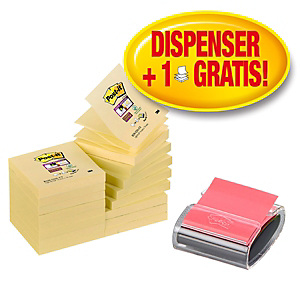 Post-it® Super Sticky, Foglietti Z-Notes per dispenser, Blocchi 76 x 76 mm, Giallo Canary, 90 foglietti, Confezione da 16 pezzi + Dispenser da scrivania Pro Nero con blocco rosso papavero compreso nel prezzo Post-it® Super Sticky, Foglietti Z-Notes per dispenser, Blocchi 76 x 76 mm, Giallo Canary, 90 foglietti, Confezione da 16 pezzi + Dispenser da scrivania Pro Nero con blocco rosso papavero compreso nel prezzo
