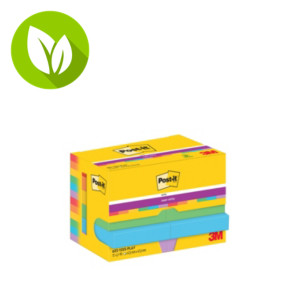 Post-it® Super Sticky Notas Adhesivas Bloques 47,6 x 47,6 mm, Colección Playful, 90 hojas, colores surtidos