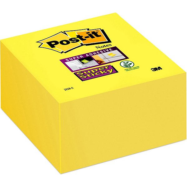 Post-it® Super Sticky Notas Adhesivas Cubo 76 x 76 mm, Amarillo, 350 hojas - 3