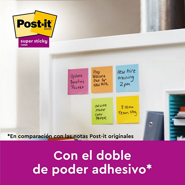 Post-it® Super Sticky Notas Adhesivas Cubo 76 x 76 mm, Amarillo, 350 hojas - 5
