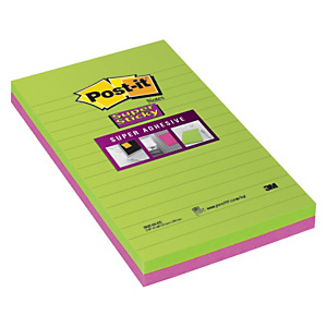 Post-it® Super Sticky Notas Adhesivas Rayadas, 125 x 200 mm, Colores Surtidos, 45 hojas Post-it® Super Sticky Notas Adhesivas Rayadas, 125 x 200 mm, Colores Surtidos, 45 hojas