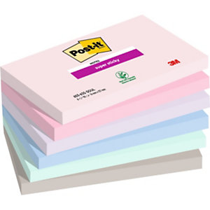Post-it Super Sticky Notes repositionnables Soulful 76 x 127 mm coloris assortis - 6 blocs de 90 feuilles