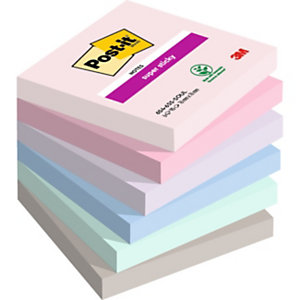 Post-it Super Sticky Notes repositionnables Soulful 76 x 76 mm coloris assortis - 6 blocs de 90 feuilles