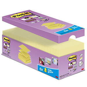 Post-it® Super Sticky R330-12SS-CY Z-Notes Pack Ahorro 14 + 6 GRATIS, bloques de Z-Notas Canary Yellow™ 76 x 76 mm, amarillo canario, 90 hojas Post-it® Super Sticky R330-12SS-CY Z-Notes Pack Ahorro 14 + 6 GRATIS, bloques de Z-Notas Canary Yellow™ 76 x 76 mm, amarillo canario, 90 hojas