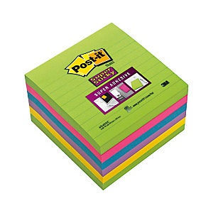 Post-it® Super Sticky Ruled Bloc de notas 100 x 100 mm colores variados, pack de 6, 90 hojas Post-it® Super Sticky Ruled Bloc de notas 100 x 100 mm colores variados, pack de 6, 90 hojas