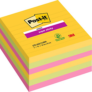 Post-it® Super Sticky Ruled Z-Notes Bloques 101 x 101 mm, colores intensos, 90 hojas Post-it® Super Sticky Ruled Z-Notes Bloques 101 x 101 mm, colores intensos, 90 hojas