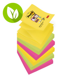 Post-it® Super Sticky Z-Notes Bloc de notas, 76 x 76 mm, Colección Río de Janeiro, 90 hojas