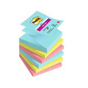 Post-it® Super Sticky Z-Notes Foglietti riposizionabili, 76 x 76 mm, Blocchetti da 90 foglietti, Colore Cosmic (confezione 6 pezzi)