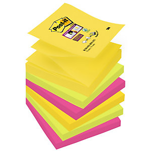 Post-it® Super Sticky Z-Notes Foglietti riposizionabili, 76 x 76 mm, Blocchetti da 90 foglietti, Colori Assortiti Collezione Rio de Janeiro (confezione da 6 pezzi)