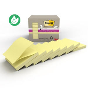 Post-it Super Sticky Z-Notes Recyclées 76 x 76 mm 3M - Boite de 8 blocs carrés de 70 feuilles dont 2 gratuits - Jaune Canari Post-it Super Sticky Z-Notes Recyclées 76 x 76 mm 3M - Boite de 8 blocs carrés de 70 feuilles dont 2 gratuits - Jaune Canari