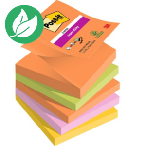 Post-it Super Sticky Z-Notes repositionnables Boost 76 x 76 mm coloris assortis - 5 blocs de 90 feuilles Post-it Super Sticky Z-Notes repositionnables Boost 76 x 76 mm coloris assortis - 5 blocs de 90 feuilles