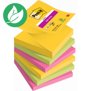 Post-it Super Sticky Z-Notes repositionnables Carnival 76 x 76 mm coloris assortis - 6 blocs de 90 feuilles Post-it Super Sticky Z-Notes repositionnables Carnival 76 x 76 mm coloris assortis - 6 blocs de 90 feuilles