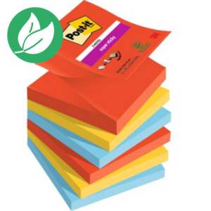 Post-it Super Sticky Z-Notes repositionnables Playful 76 x 76 mm coloris assortis - 6 blocs de 90 feuilles Post-it Super Sticky Z-Notes repositionnables Playful 76 x 76 mm coloris assortis - 6 blocs de 90 feuilles