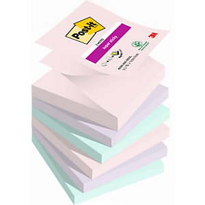 Post-it Super Sticky Z-Notes repositionnables Soulful 76 x 76 mm coloris assortis - 6 blocs de 90 feuilles