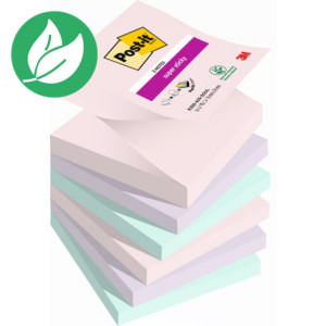 Post-it Super Sticky Z-Notes repositionnables Soulful 76 x 76 mm coloris assortis - 6 blocs de 90 feuilles Post-it Super Sticky Z-Notes repositionnables Soulful 76 x 76 mm coloris assortis - 6 blocs de 90 feuilles
