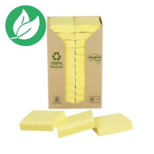 Post-it Tour de Notes adhésives, 100 feuilles, papier recyclé, jaune, 38 x 51 mm Post-it Tour de Notes adhésives, 100 feuilles, papier recyclé, jaune, 38 x 51 mm
