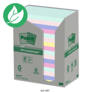 Post-it Tour de notes repositionnables Nature recyclés 76 x 127 mm coloris assorties - 16 blocs de 100 feuilles Post-it Tour de notes repositionnables Nature recyclés 76 x 127 mm coloris assorties - 16 blocs de 100 feuilles