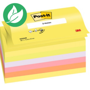 Post-it Z-Notes repositionnables 76 x 127 mm - Coloris assortis Néon - Lot de 6 blocs de 100 feuilles
