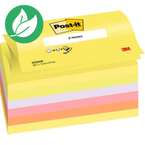 Post-it Z-Notes repositionnables 76 x 127 mm - Coloris assortis Néon - Lot de 6 blocs de 100 feuilles Post-it Z-Notes repositionnables 76 x 127 mm - Coloris assortis Néon - Lot de 6 blocs de 100 feuilles
