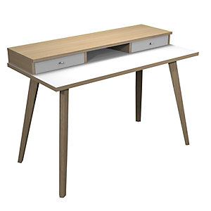 Postazione di lavoro "Desk Plus", 120 x 60 x 74,4 cm, Gamba legno, Rovere/Bianco