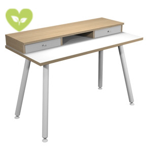 Postazione di lavoro "Desk Plus", 120 x 60 x 74,4 cm, Gamba metallo, Bianco/Rovere