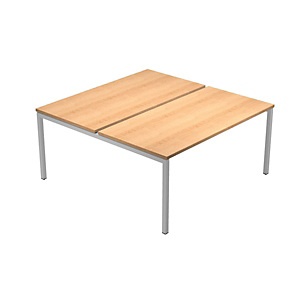 Postazione doppia Bench Linea Pronto con gamba metallica Tech - Faggio - 160 x 164 x 72,5 cm Postazione doppia Bench Linea Pronto con gamba metallica Tech - Faggio - 160 x 164 x 72,5 cm