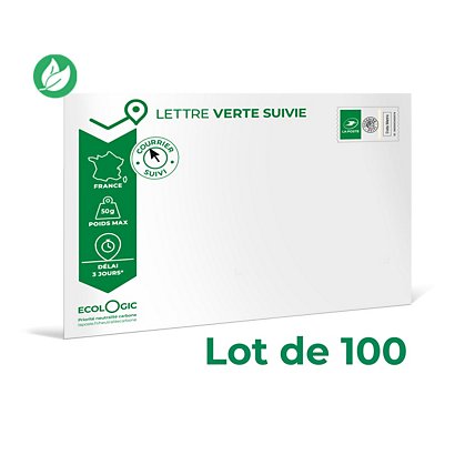 LA POSTE Enveloppes Prêt à Poster - Lettre verte suivie (J+3) - Format C5  162 x 229 mm - 50 gr - Lot de 100
