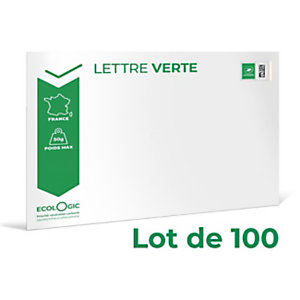 LA POSTE Enveloppes pré-timbrées - Lettre verte (J+3) - 162 x 229 mm - 50 g (Soumis à conditions) - Lot de 100