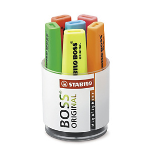 Pot 6 surligneurs pointe biseautée STABILO BOSS ORIGINAL Pot 6 surligneurs pointe biseautée STABILO BOSS ORIGINAL