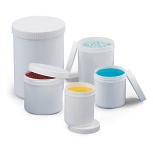 Pot plastique blanc opaque rond à couvercle vissant Pot plastique blanc opaque rond à couvercle vissant