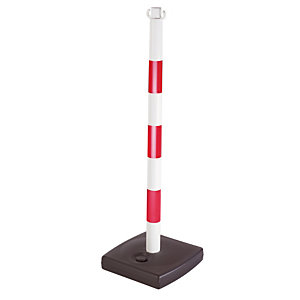 Poteau de signalisation PVC rouge et blanc sur socle à lester