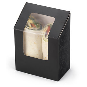 Pots à wrap snacking noir avec fenêtre 90x50x90 mm