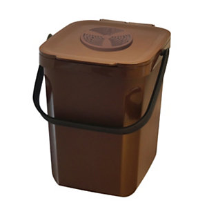 Poubelle 10l compost av couvercle ventile filtre charbon - organik green - marron