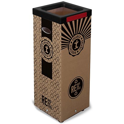 Poubelle carton 100l pour recyclage des biodéchets - Couvercle métal Rouge