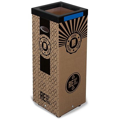 Poubelle carton 100l pour recyclage du papier - Couvercle métal Bleu - 1