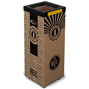 Poubelle carton 100l pour recyclage du plastique - Couvercle métal Jaune