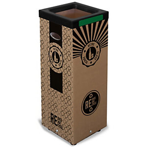 Poubelle carton 100l pour recyclage du verre - Couvercle métal Vert