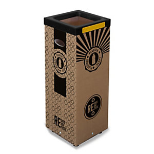 Poubelle carton 60l pour recyclage du plastique - Couvercle métal Jaune