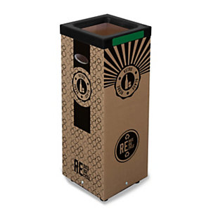 Poubelle carton 60l pour recyclage du verre - Couvercle métal Vert