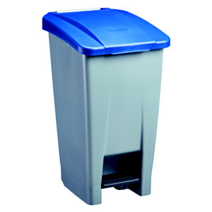 Poubelle mobile à pédale plastique recyclé - 60l - mobily green - gris/bleu