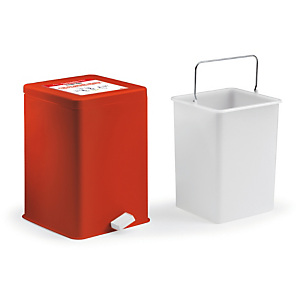 Poubelle à pédale carrée rouge 18 L Gilac Poubelle à pédale carrée rouge 18 L Gilac