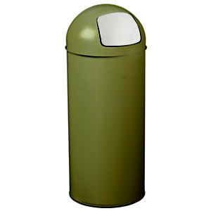 Poubelle push avec couvercle à trappe - 45l - gris olive 7002 mat texture