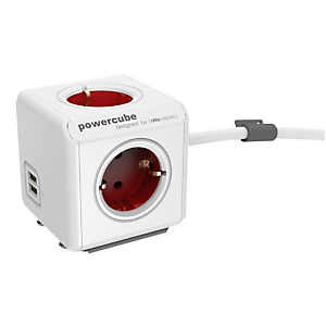 Powercube Allocacoc 2402RD/FREUPC, 1,5 m, Interior, Tipo E, Rojo, Blanco, CE, KEMA FR, 4 salidas AC