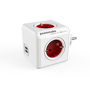 Powercube Allocacoc PowerCube Original USB, 4 salidas AC, Interior, Tipo F, Tipo F, Rojo, Blanco, CE 1202RD/DEOUPC