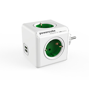 Powercube Allocacoc PowerCube Original USB, 4 salidas AC, Interior, Tipo F, Tipo F, Verde, Blanco, CE 1202GN/DEOUPC