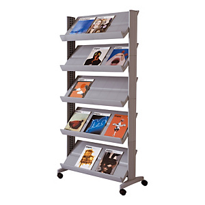 Présentoir mobile Large easyDisplays PAPERFLOW - 15 cases - Coloris aluminium