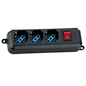 Presa multipla CEI 10/16 A e Schuko 3 posizioni Nera Presa multipla CEI 10/16 A e Schuko 3 posizioni Nera